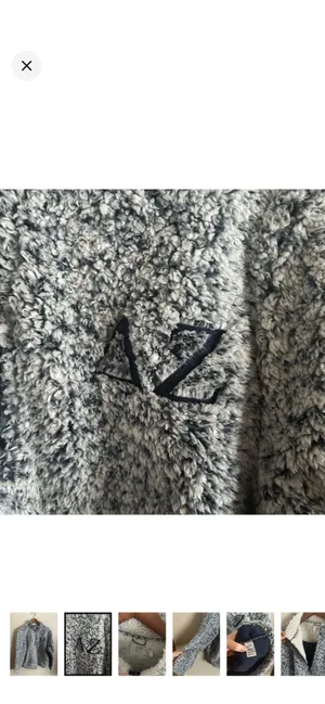 Time & Tru Delta Zeta Letter Embroidered Fuzzy Faux Sherpa Half Zip Pullover thumbnail 2