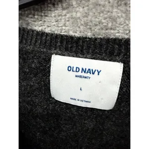 Old Navy Women Maternity Sweater L Gray Faux Wrap V-Neck Long Sleeve Knit thumbnail 4