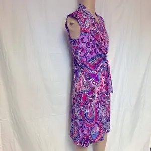 Karin Stevens Paisley Print Dress With Belt Size 10 thumbnail 8