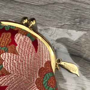 New Taiwan Gamaguchi Small Embroidered Coin Purse Pouch with Floral Embroidery thumbnail 7