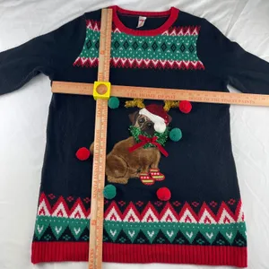Holiday Time‎ Women Ugly Christmas Sweater Dress Pug Reindeer Holiday Fun 14W thumbnail 5