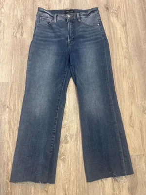 Social Threads Risen Jeans High Rise Wide Leg Raw Hem Medium Wash Size‎ 7/28 thumbnail 1