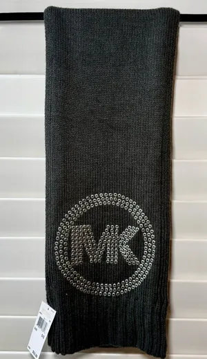 Michael Kors Charcoal Scarf with Silver Logo thumbnail 1