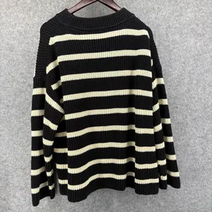 H&M oversized striped knit sweater black and white medium thumbnail 3