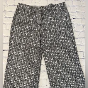 Ann Taylor Trousers silky palazzo Pant Navy Geometric Flowy size 10 thumbnail 2