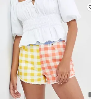Farm Riobuffalo check Jean shorts thumbnail 1