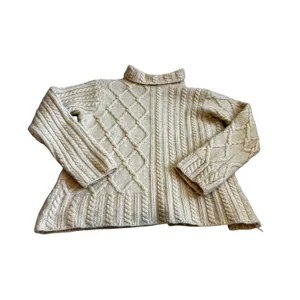Carraig Donn Cardigan Sweater Cream Merino Wool Aran Knit Irish Fisherman thumbnail 2