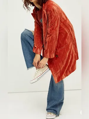 Free‎ People Daria Crinkle Velvet Blazer Size M thumbnail 2