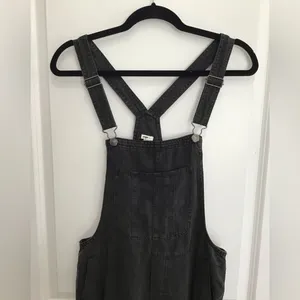 Aerie Werk Play Twill Denim Wide Leg Overalls Black Womens Size XS‎ thumbnail 2