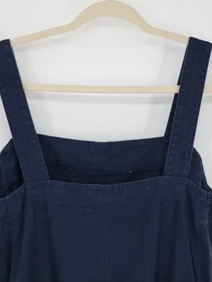 Everlane Denim Apron Midi Dress Women’s Large Navy Organic Cotton Belted Pockets thumbnail 12