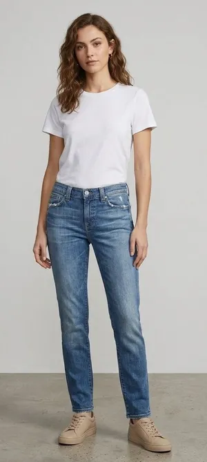 7 For‎ All Mankind Slim Straight Medium Wash Blue Jeans AU8090525A Womens 27 thumbnail 1