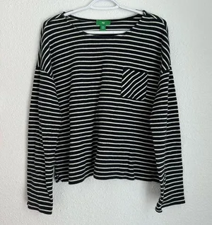 Dip black and white stripe long sleeve shirt with front pocket, size L / XL thumbnail 1