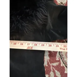 VTG Raincheetahs Black Velvet Faux Fur Long Opera Coat Belted Sz 12‎ Penny Lane thumbnail 9