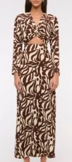 Abercrombie & Fitch Brown Twist Cutout Open Back Maxi Dress S P Boho whimsi Y2k thumbnail 1
