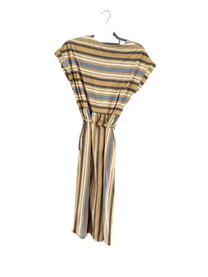 orange creek Mustard and Gray Striped Tie-Waist Midi Dress thumbnail 9