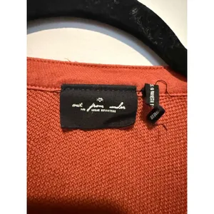 Out From Under Urban Outfitters Waffle Knit Cropped Henley Top Rust Orange L thumbnail 2