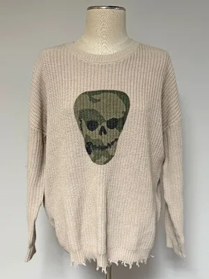 Moon & Madison Camo Skull Oversized Sweater thumbnail 2