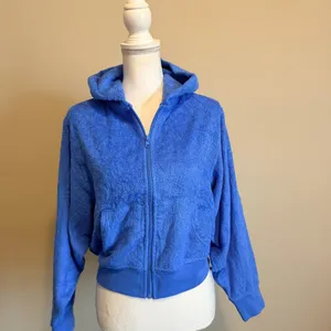 NWT SKIMS Terry cover up zip up hoodie in Tide women's size large RARE PIECE thumbnail 7