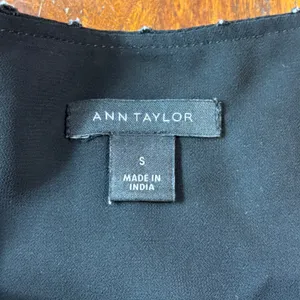 Ann Taylor Black Clip Dot‎ Boat Neck Blouse Bishop Sleeve Button Cuff Small thumbnail 4