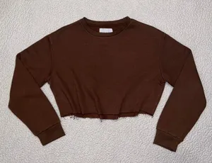 Charlotte Russe Brown Cropped Crewneck Sweatshirt thumbnail 1
