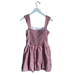 Cider‎ Red White Gingham Checkered Mini Dress Picnic Bubble Ruched NWT sz Small thumbnail 3