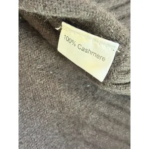 Boo Gemes Chocolate Brown Cashmere Sweater Green Elbow Patch V Neck Womens Large thumbnail 5