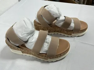 Woman’s New Soda Madyson Slip On Strappy Cork Wedge Sandals Size 8 Wheat thumbnail 1