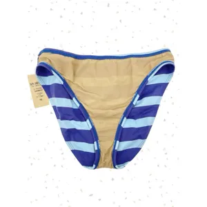 Ralph Lauren Sport Blue Aqua Y2K Wide Stripe Bikini Bottoms Coastal Pool Size 10 thumbnail 3