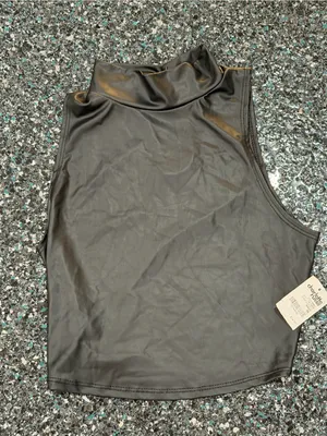 Charlotte Russe Faux Leather Top Mock Neck Sleeveless Cropped Tank Medium NWT thumbnail 1