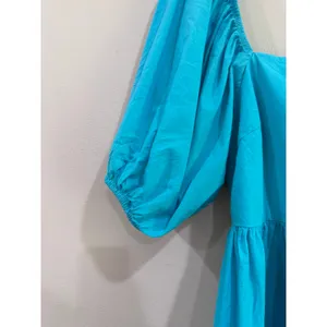 A New Day Teal Puff Sleeve Square Neck Cotton Pocket Mini Dress Size M‎ thumbnail 8