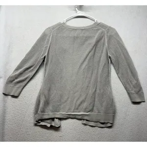 COLDWATER CREEK Silk Cotton Mesh Open Knit Lightweight Cardigan Small 8 Gray thumbnail 4