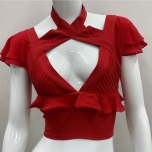Nasty gal cropped top ruffle thumbnail 1