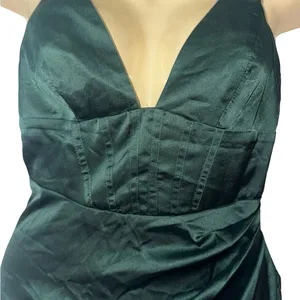 SheIn Elegant Green Satin Slip corset Dress thumbnail 5