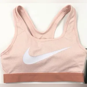 Nike Women's Swoosh Classic Support Sports Bra Peach & White Size Medium thumbnail 2