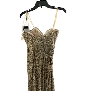La Femme Gold & Black Sequine Strapless high slit dress NWT size 00‎ thumbnail 5