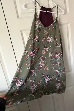 Tempted Burgundy Slip Dress with Olive Straps thumbnail 1