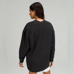 Lululemon Rippled V-Neck Pullover Black Size 10 Oversized Yoga Gym Workout Comfy thumbnail 3