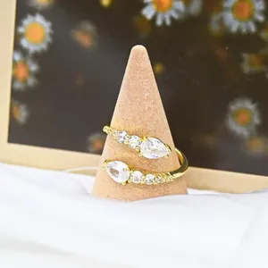 Gold Crystal Bypass Ring thumbnail 3