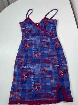 Y2k Daisy Street Graphic Slip Mini Dress Lace Women's XS Grunge Festival thumbnail 1