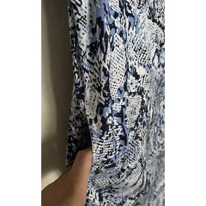 Chico's Blue Veil Snake Print Smocked Puff Sleeve Midi Dress W/ Pockets Size 0 thumbnail 5