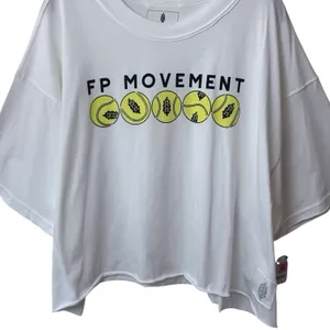 NEW Free People Movement‎ Inspire Logo Court Tee Athletic Tennis Comfort White L thumbnail 7