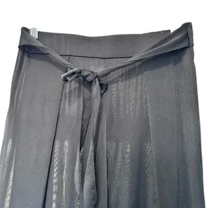 Lida Wide Leg Pants NWT Side Slits Lagenlook Upscale Relaxed L/XL Deep Black thumbnail 3