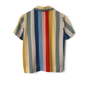 Reformation Rainbow Stripe Tencel Short Sleeve Camp Shirt Multi Color S thumbnail 5