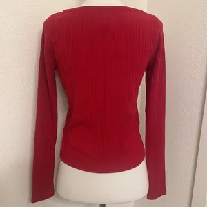 Madewell Women’s Ribbed‎ Cardigan Crop Tee in Scarlet thumbnail 3