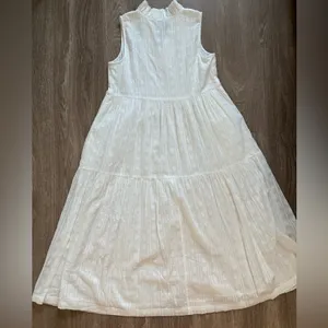 Crown &‎ Ivy Dress Women's Size Small White Tiered Cotton Preppy Coastal Beachy thumbnail 4