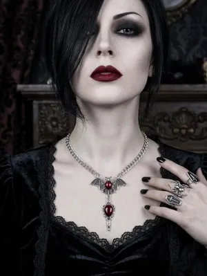 Gothic Party Style Special Bat‎ Red Mirror Pendant Zinc Alloy Necklace thumbnail 7