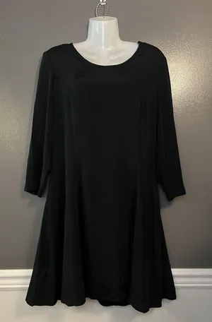 Vintage Marnie West Dress Womens 11 Black A-Line Corset Tie Back Made USA 90s thumbnail 1