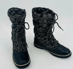 Women's Coach Shaine Black & Grey Monogram Winter Snow Boots Size 7 thumbnail 1