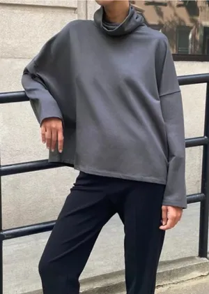 ARITZIA Babaton Group Tan Funnel Neck Turtleneck Sweatshirt Sweater Top thumbnail 1