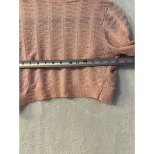 Candies Pink Shimmer Cropped Shrug Sweater Open Front‎ Bolero 3/4 Sleeve Small thumbnail 5